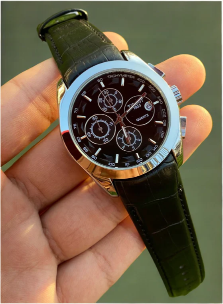Tissot Chronograph Black Leather Men’s Watch for Man Silver Black calm hydrating moisturizer